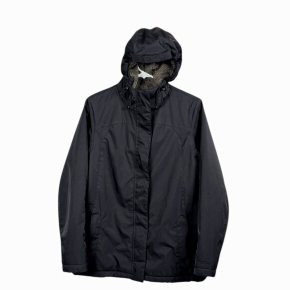 LL Bean Jacket Womens Medium Black Winter Warmer 271136 Gorpcore Fleece Lined - Picture 2 of 10